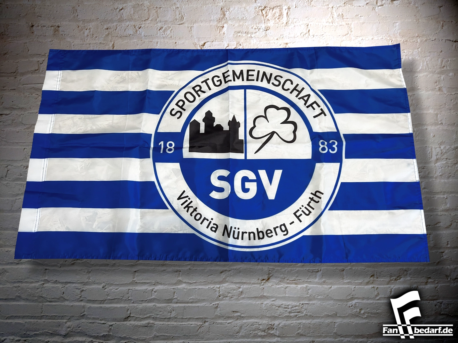 Schwenkfahne SGV Sportgemeinschaft Victoria Nürnberg-Fürth. In Blau Weiß und mit Vereinslogo ✯ individuelle Fankleidung