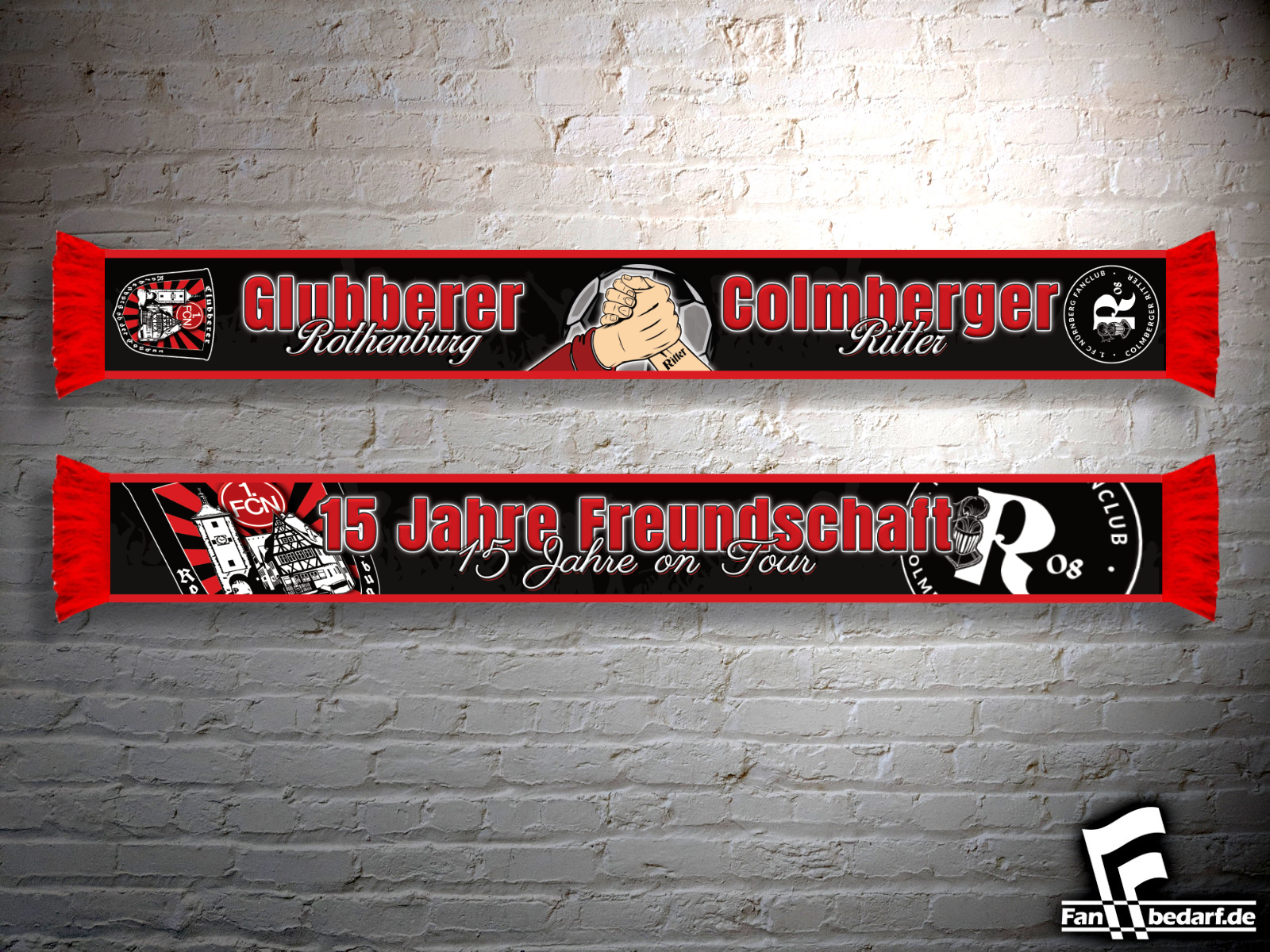 Individuell gestalteter Fanclub freundschafts Schal der Fanclubs Colmberer Ritter und Clubberer Rothenburg ✯ individuelle Fankleidung