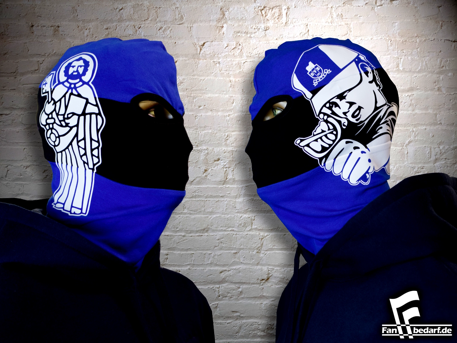Blaue_Jugend_Balaclava ✯ Fanbedarf.de Blau, Schwarzes individuell gestaltetes baumwoll Balaclava der Blauen Jugend Trier. ✯ individuelle Fankleidung