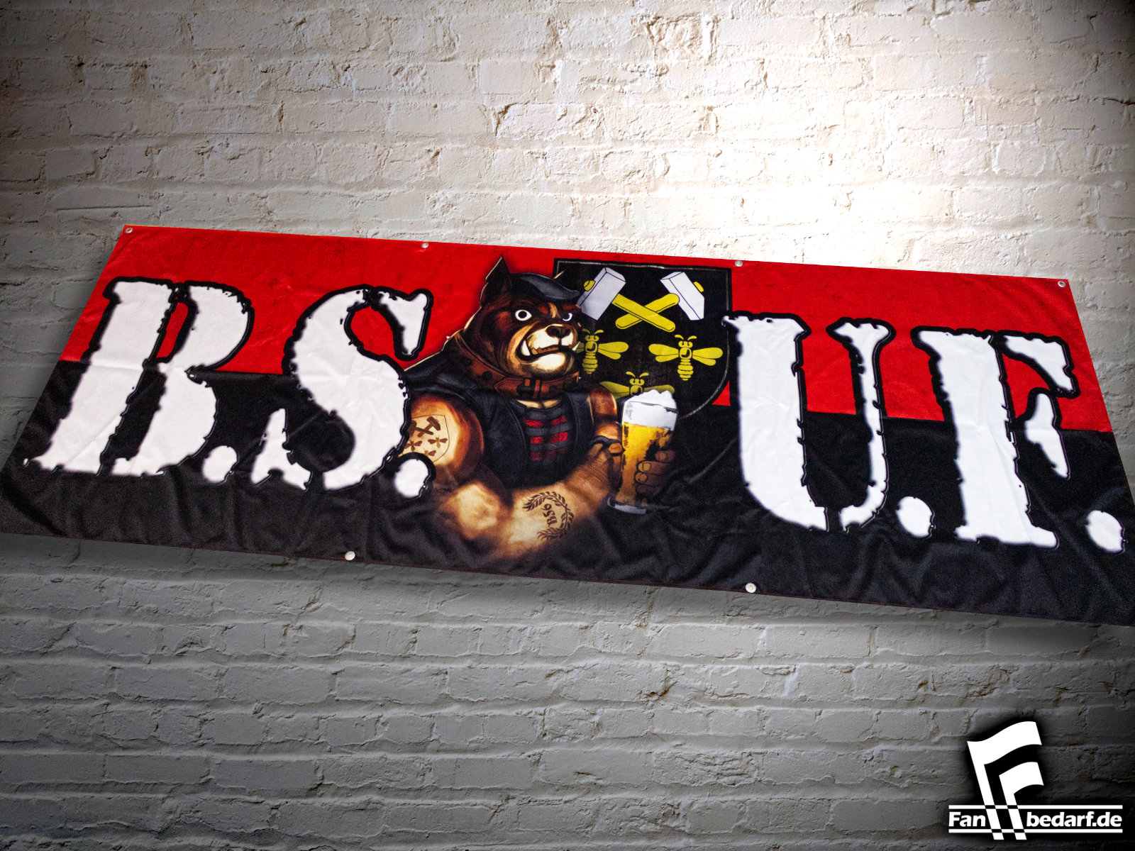 B.S.U.F. Zaunfahne ✯ Fanbedarf.de Individuelle Zaunfahne B.S.U.F. Buldogge im Wunschdesign. ✯ individuelle Fankleidung