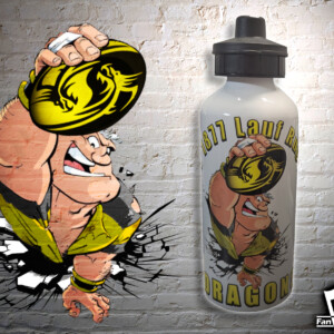 Sport Trinkflasche mit individuell gestaltetem Design für Rugby Mannschaft 1877 Lauf Rugby Dragons
