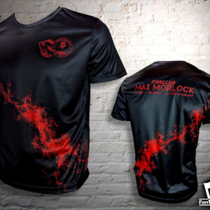 Individuell gestaltetes Polyester Trikot im roten Flammendesign für OFCN Fanclub Max Morlock, Vorder- und Rückseite