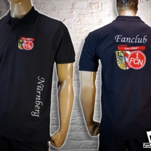 Individuell besticktes Schwarzes Polo-Shirt OFCN Fanclub Häferla mit Vereinslogo, Vorder- und Rückseite